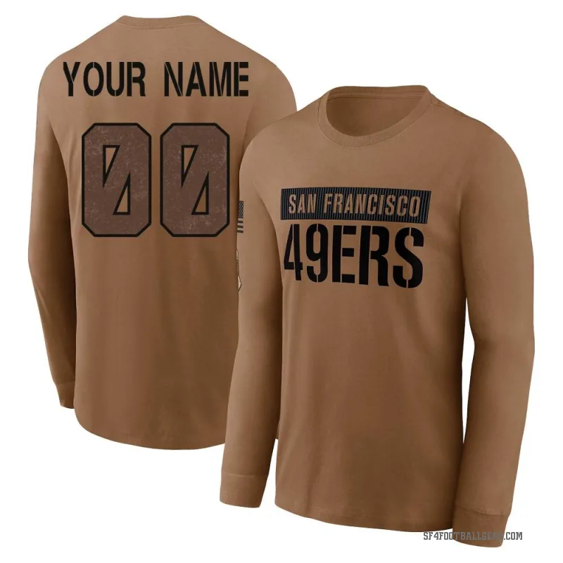 Custom Youth Brown San Francisco 49ers 2023 Salute To Service Long Sleeve T-Shirt