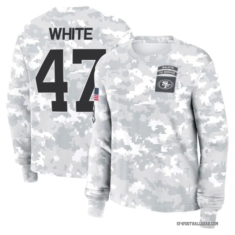 DaShaun White Women's White San Francisco 49ers Arctic Camo 2024 Salute to Service Long Sleeve T-Shirt