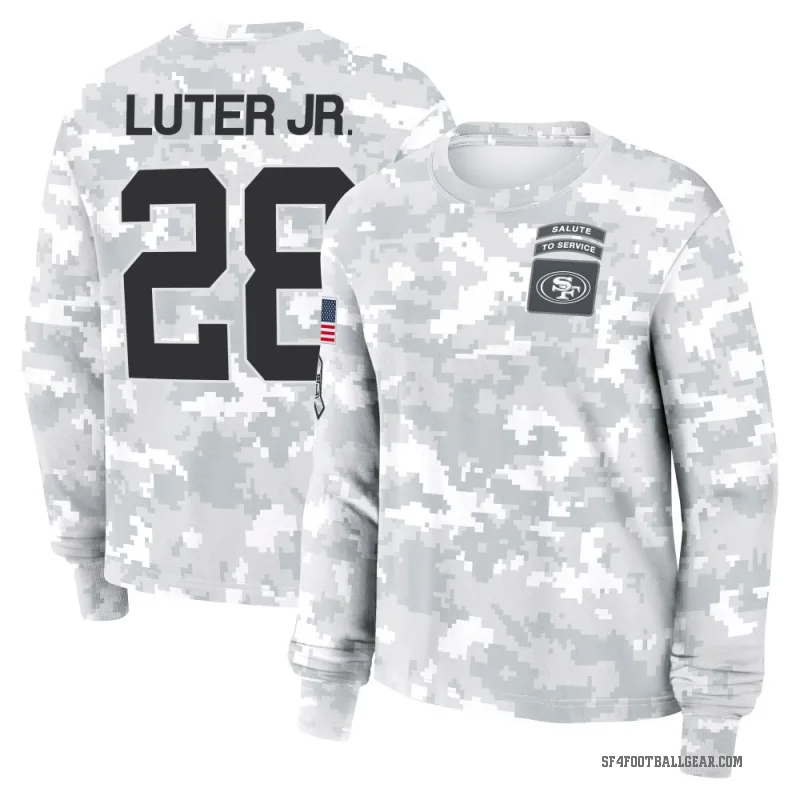 Darrell Luter Jr. Women's Camo San Francisco 49ers Arctic 2024 Salute to Service Long Sleeve T-Shirt