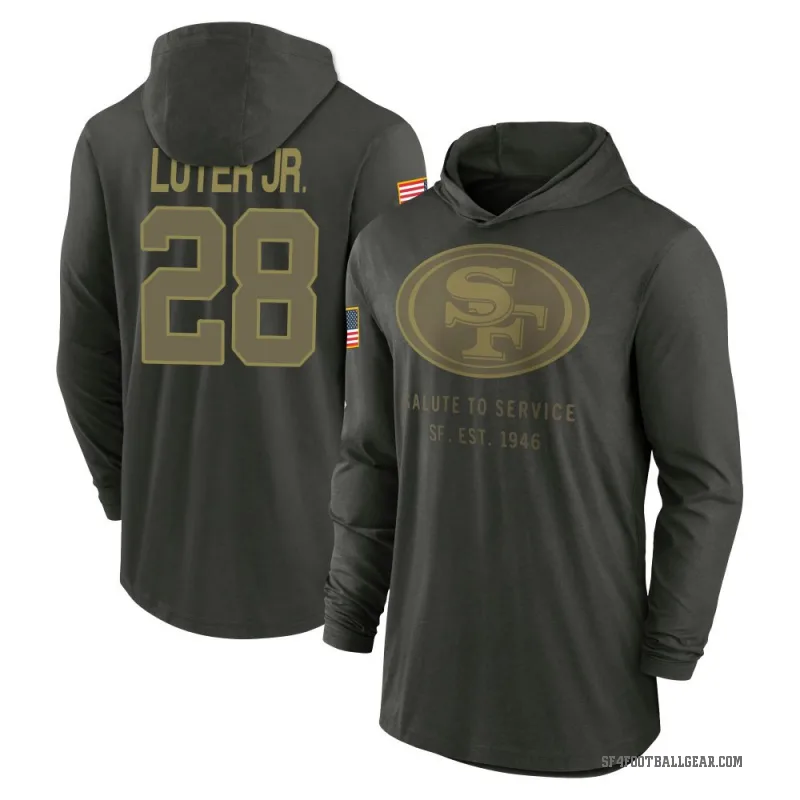 Darrell Luter Jr. Youth Green San Francisco 49ers Forest/ 2025 Salute to Service Sideline Lightweight Hooded Pullover Long Sleev