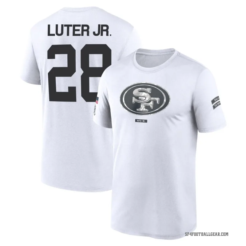 Darrell Luter Jr. Youth White San Francisco 49ers 2024 Salute to Service Performance T-Shirt