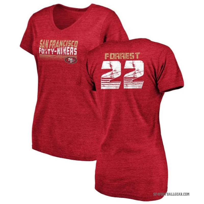 Darrick Forrest Women's Red San Francisco 49ers Retro V-Neck T-Shirt -