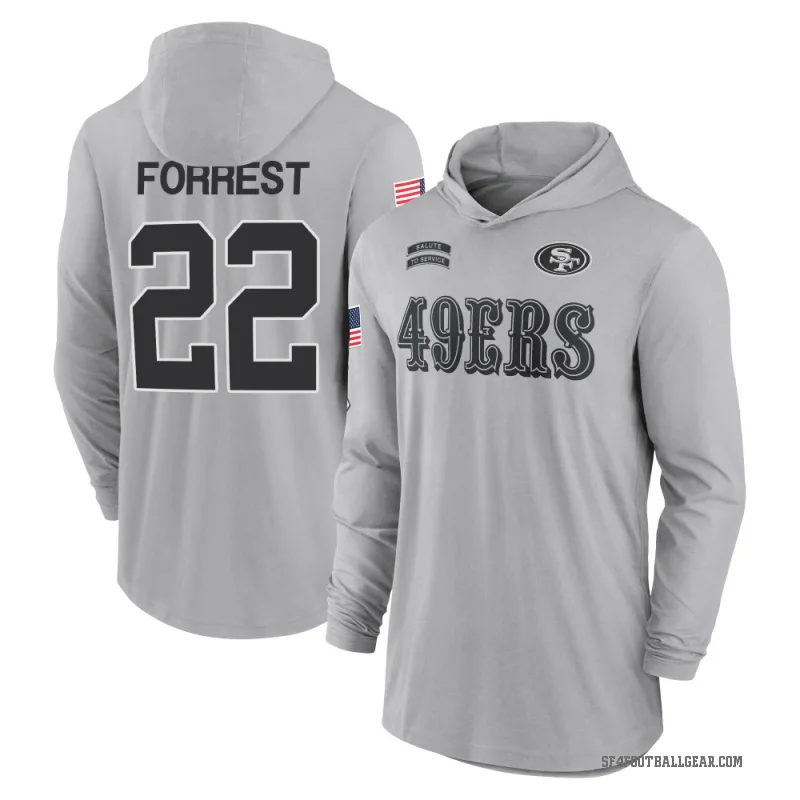 Darrick Forrest Youth Gray San Francisco 49ers 2024 Salute to Service Lightweight Performance Long Sleeve Hooded T-Shirt