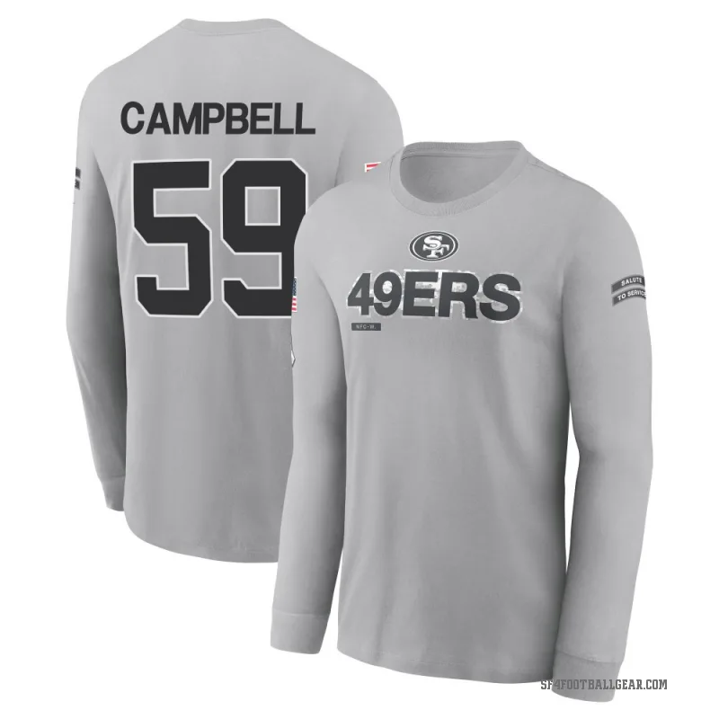 De'Vondre Campbell Men's Gray San Francisco 49ers 2024 Salute to Service Long Sleeve T-Shirt