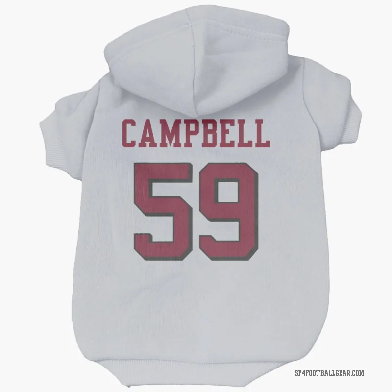 De'Vondre Campbell  White San Francisco 49ers  Rush Cat & Dog Pet Hoodie
