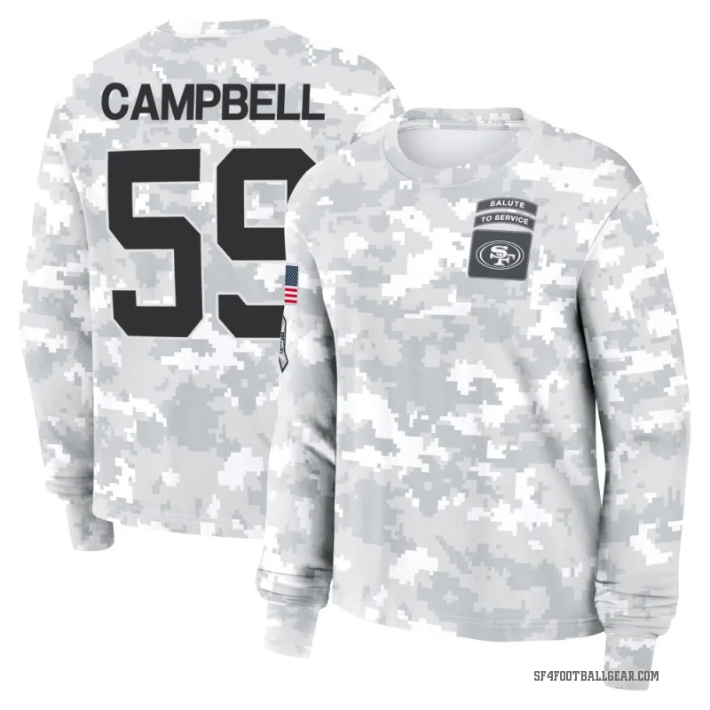 De'Vondre Campbell Women's Camo San Francisco 49ers Arctic 2024 Salute to Service Long Sleeve T-Shirt