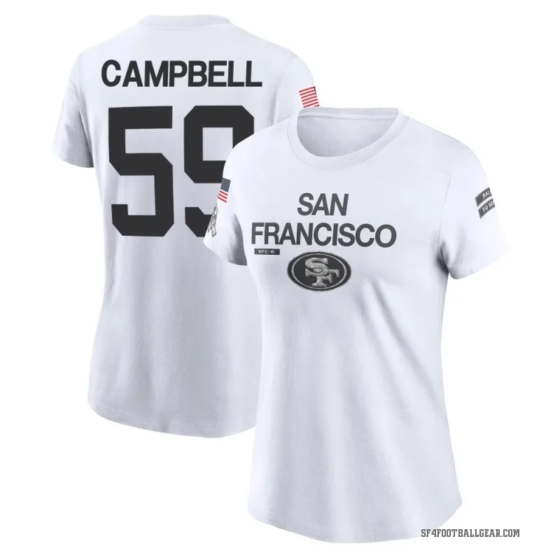 De'Vondre Campbell Women's White San Francisco 49ers 2024 Salute to Service Performance T-Shirt