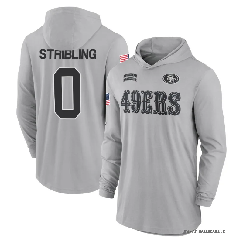De'Zhaun Stribling Youth Gray San Francisco 49ers 2024 Salute to Service Lightweight Performance Long Sleeve Hooded T-Shirt