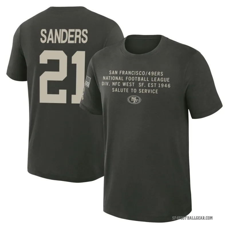 Deion Sanders Men's Green San Francisco 49ers Dark/ 2025 Salute to Service Sideline Slub T-Shirt