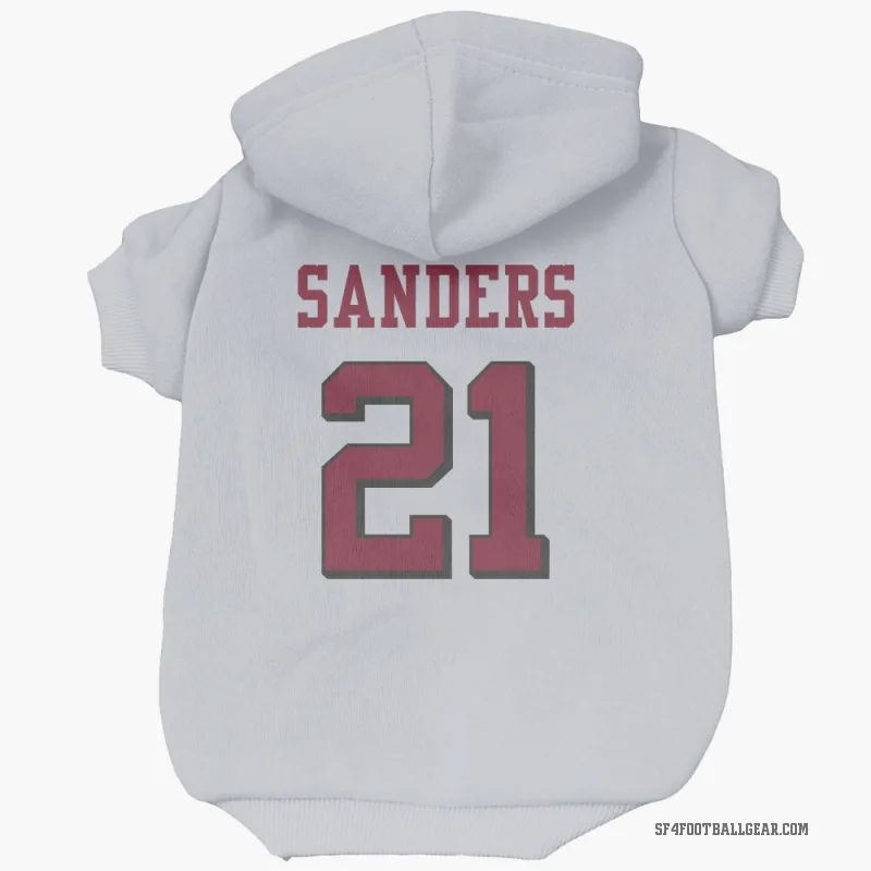 Deion Sanders  White San Francisco 49ers  Rush Cat & Dog Pet Hoodie