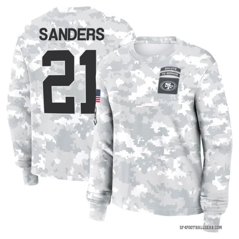 Deion Sanders Women's Camo San Francisco 49ers Arctic 2024 Salute to Service Long Sleeve T-Shirt