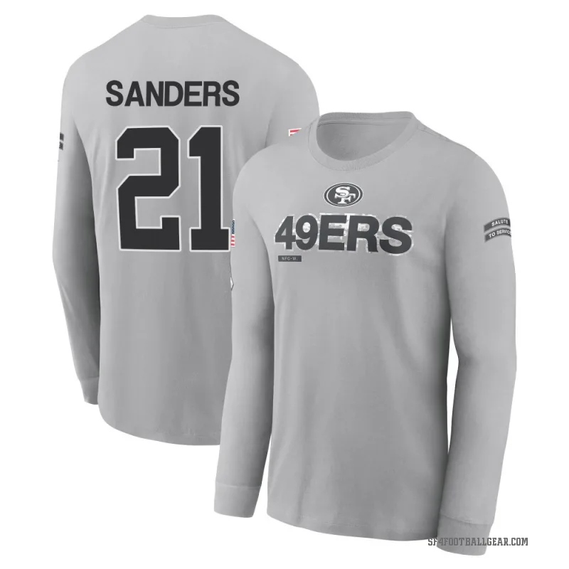 Deion Sanders Youth Gray San Francisco 49ers 2024 Salute to Service Long Sleeve T-Shirt