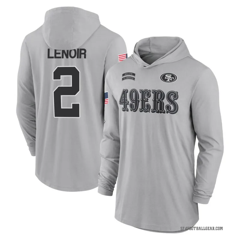 Deommodore Lenoir Youth Gray San Francisco 49ers 2024 Salute to Service Lightweight Performance Long Sleeve Hooded T-Shirt