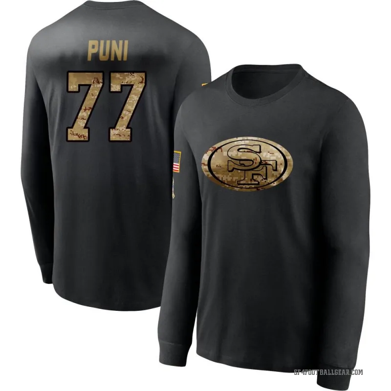 Dominick Puni Men's Black San Francisco 49ers 2020 Salute To Service Sideline Performance Long Sleeve T-Shirt