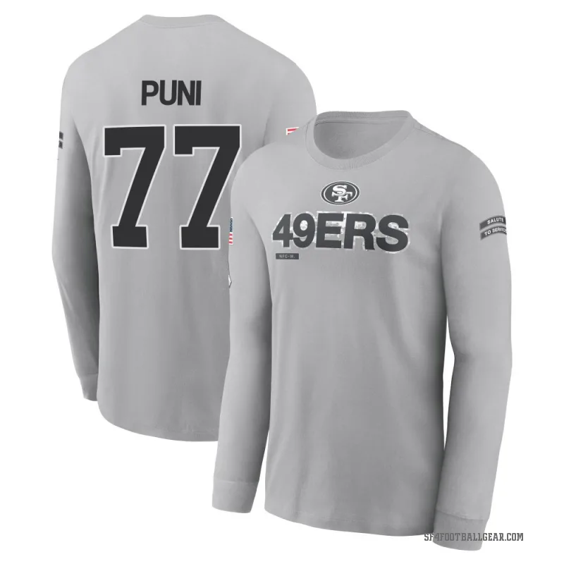 Dominick Puni Men's Gray San Francisco 49ers 2024 Salute to Service Long Sleeve T-Shirt
