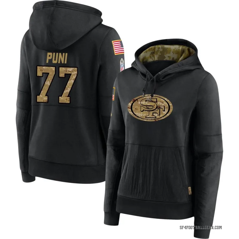 Dominick Puni Women's Black San Francisco 49ers 2020 Salute to Service Sideline Performance Pullover Hoodie