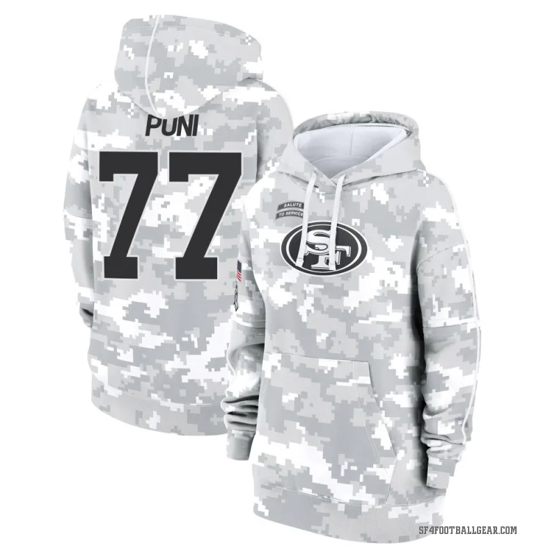Dominick Puni Women's Camo San Francisco 49ers Arctic 2024 Salute to Service Club Fleece Pullover Hoodie
