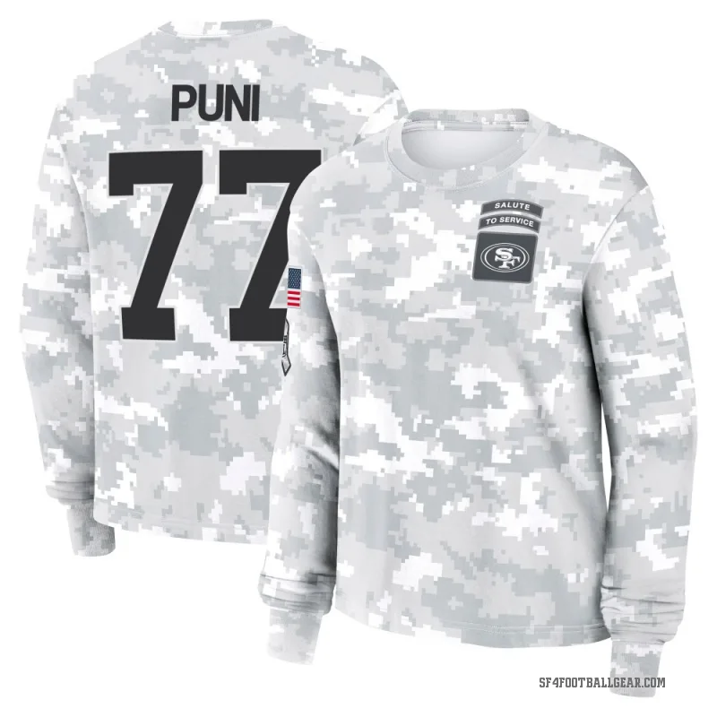 Dominick Puni Women's Camo San Francisco 49ers Arctic 2024 Salute to Service Long Sleeve T-Shirt