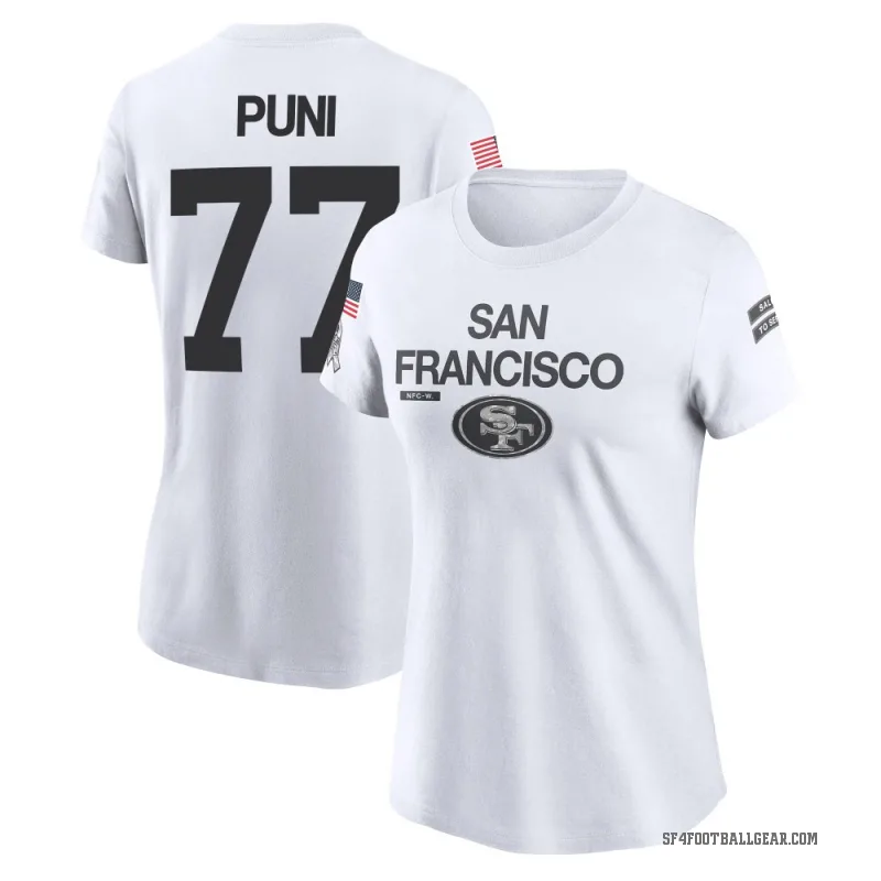 Dominick Puni Women's White San Francisco 49ers 2024 Salute to Service Performance T-Shirt