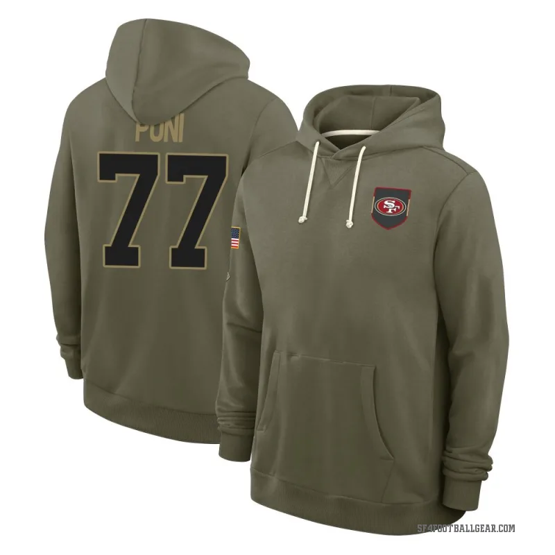 Dominick Puni Youth Olive San Francisco 49ers 2025 Salute to Service Hoodie