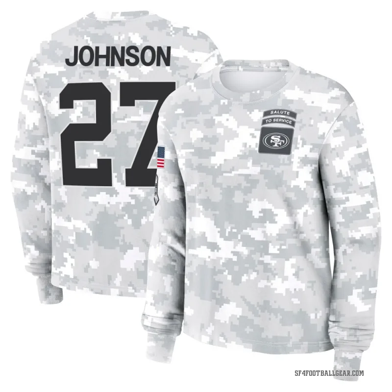Dontae Johnson Women's Camo San Francisco 49ers Arctic 2024 Salute to Service Long Sleeve T-Shirt