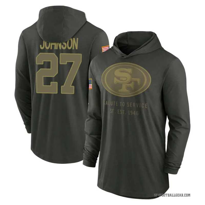 Dontae Johnson Youth Green San Francisco 49ers Forest/ 2025 Salute to Service Sideline Lightweight Hooded Pullover Long Sleeve T