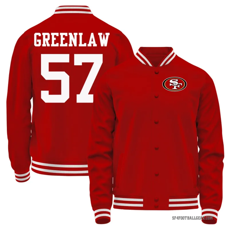 Dre Greenlaw Men's Green San Francisco 49ers Red Full-Snap Jacket
