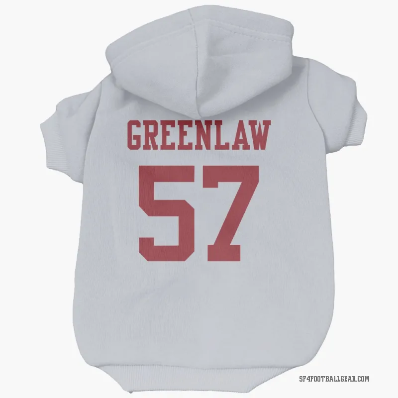 Dre Greenlaw  White San Francisco 49ers  Cat & Dog Pet Hoodie