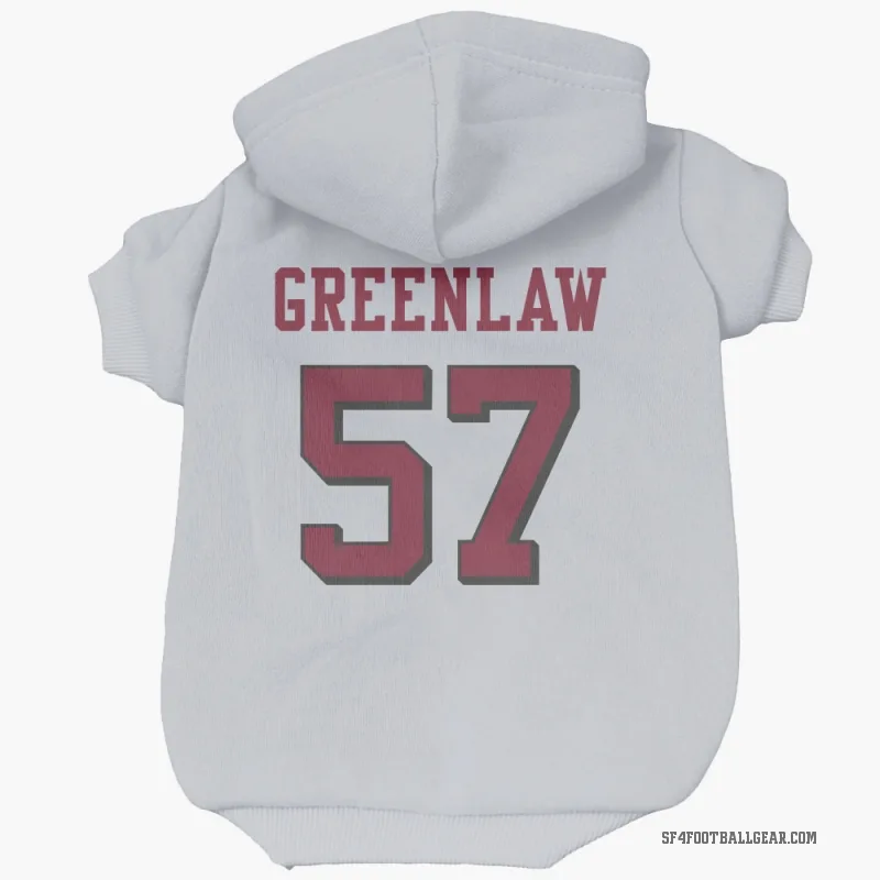 Dre Greenlaw  White San Francisco 49ers  Rush Cat & Dog Pet Hoodie