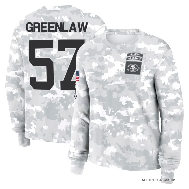 Dre Greenlaw Women's Green San Francisco 49ers Arctic Camo 2024 Salute to Service Long Sleeve T-Shirt