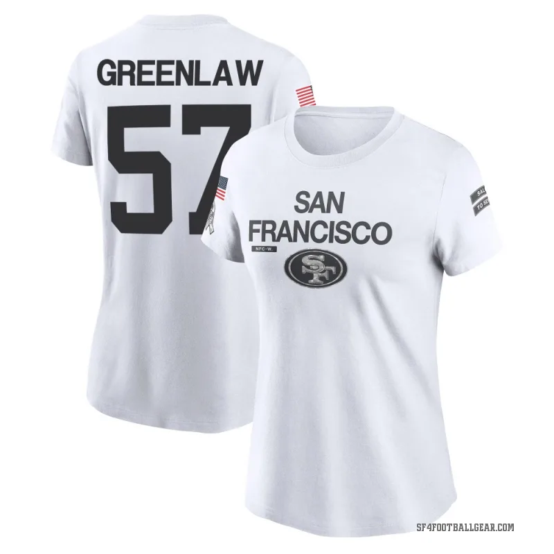 Dre Greenlaw Women's White San Francisco 49ers 2024 Salute to Service Performance T-Shirt