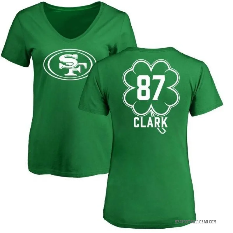 Dwight Clark Women's Green San Francisco 49ers St. Patrick's Day V-Neck T-Shirt