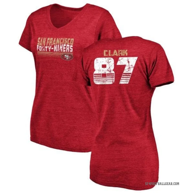 Dwight Clark Women's Red San Francisco 49ers Retro V-Neck T-Shirt -