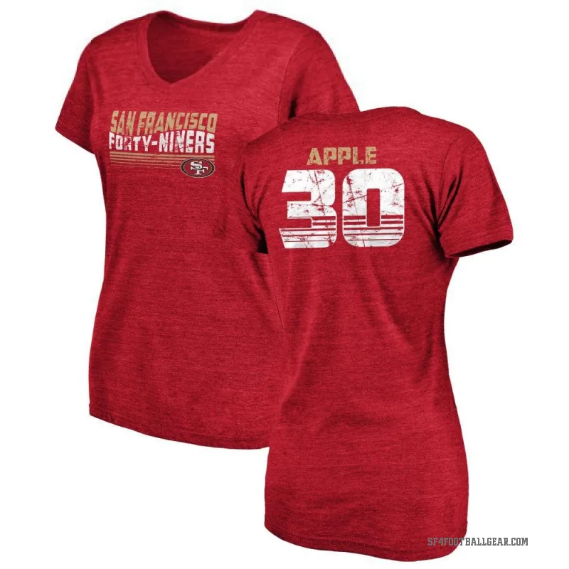 Eli Apple Women's Red San Francisco 49ers Retro V-Neck T-Shirt -