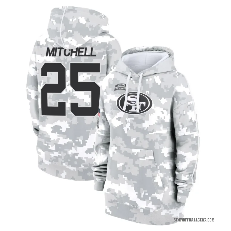 Elijah Mitchell Women's Camo San Francisco 49ers Arctic 2024 Salute to Service Club Fleece Pullover Hoodie