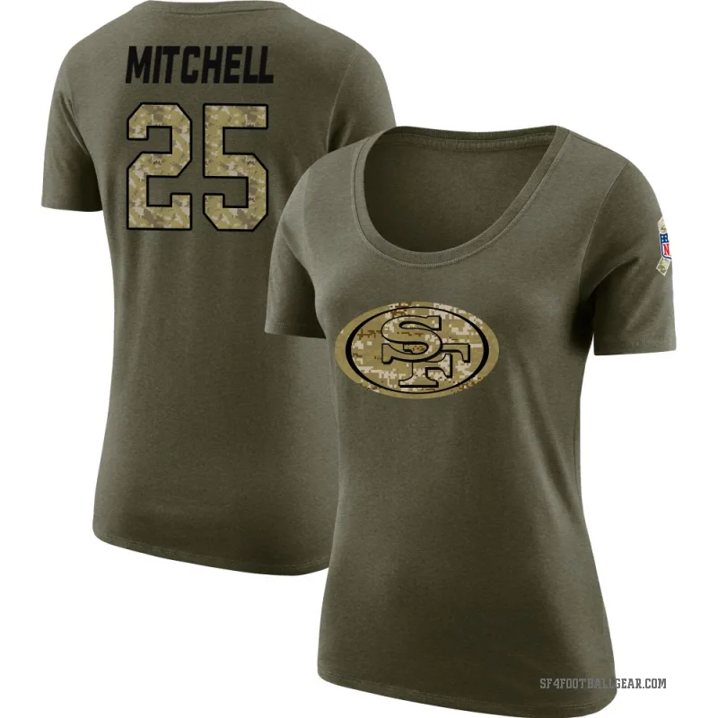 Elijah Mitchell Women's Olive San Francisco 49ers Salute to Service Scoop Neck T-Shirt