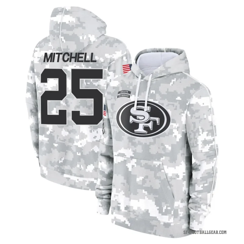 Elijah Mitchell Youth Camo San Francisco 49ers Arctic 2024 Salute to Service Club Fleece Pullover Hoodie