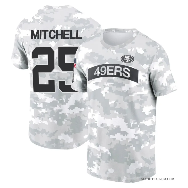 Elijah Mitchell Youth Camo San Francisco 49ers Arctic 2024 Salute to Service Performance T-Shirt