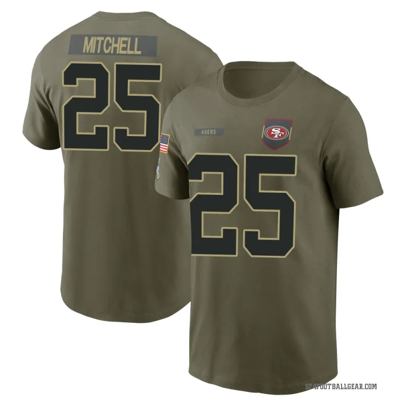 Elijah Mitchell Youth Olive San Francisco 49ers 2025 Salute to Service T-Shirt