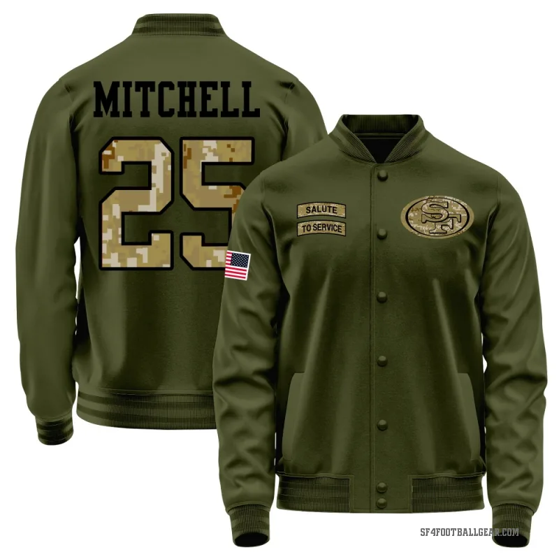 Elijah Mitchell Youth Olive San Francisco 49ers Salute to Service Sideline Performance Jacket
