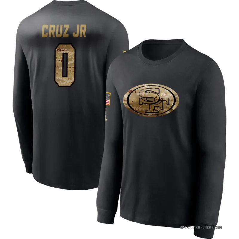 Enrique Cruz Jr. Men's Black San Francisco 49ers 2020 Salute To Service Sideline Performance Long Sleeve T-Shirt