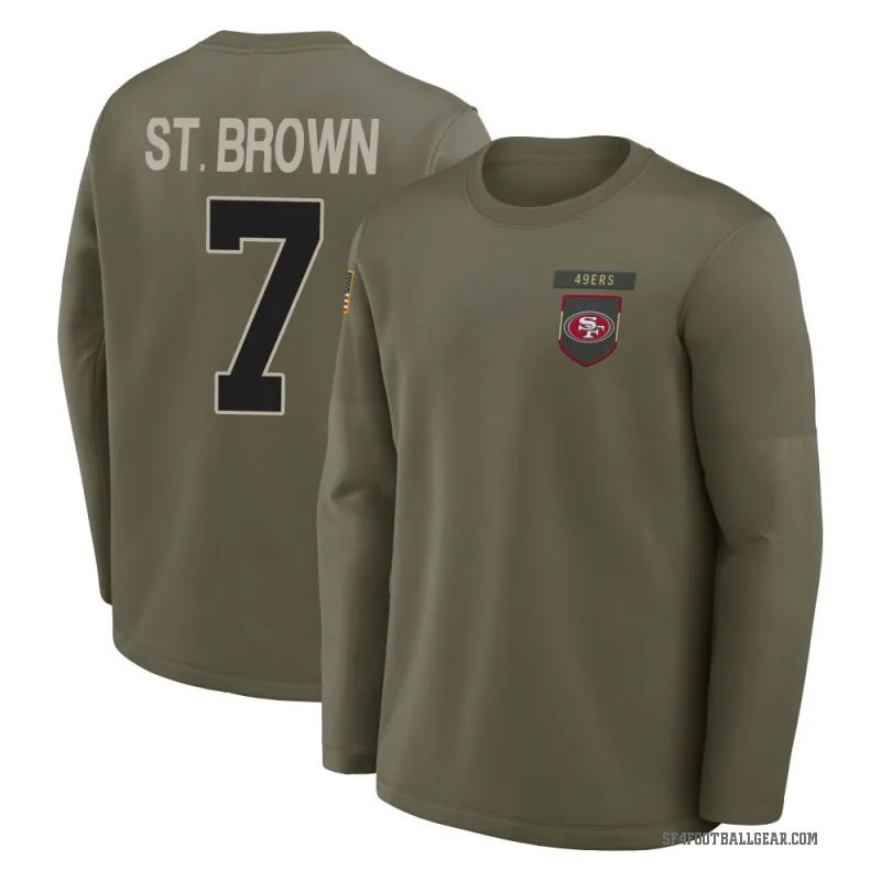 Equanimeous St. Brown Men's Brown San Francisco 49ers Olive 2025 Salute to Service Sideline Coaches Long Sleeve T-Shirt