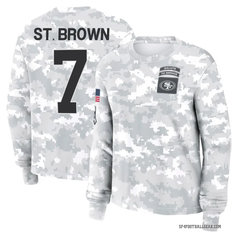 Equanimeous St. Brown Women's Brown San Francisco 49ers Arctic Camo 2024 Salute to Service Long Sleeve T-Shirt