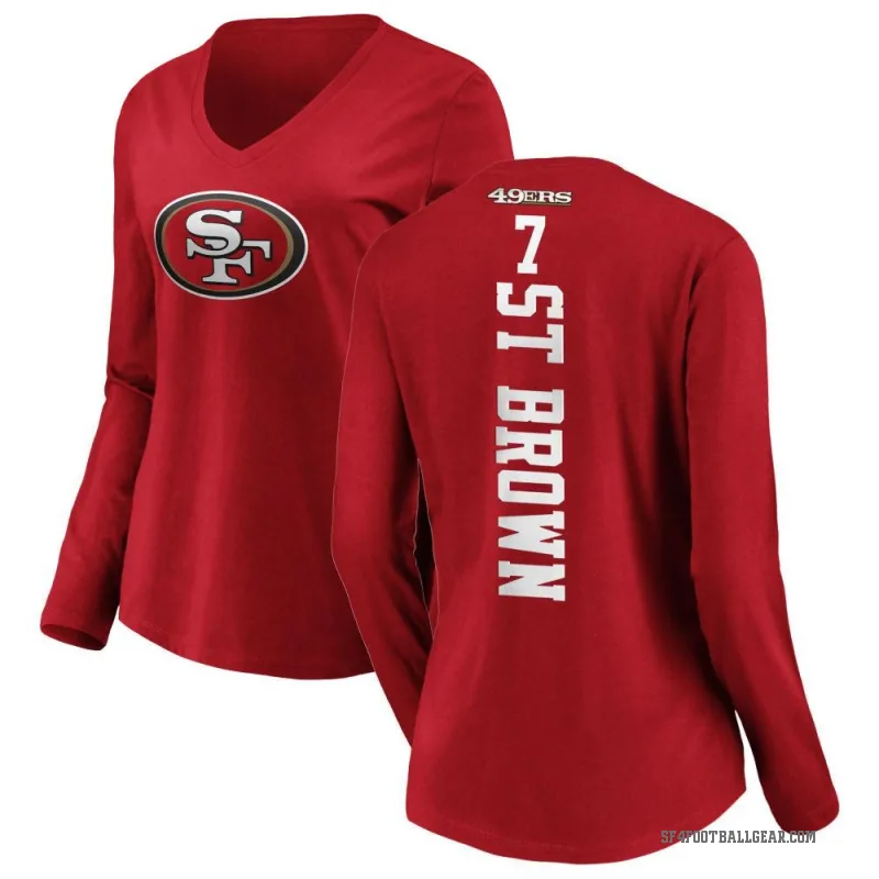 Equanimeous St. Brown Women's Red San Francisco 49ers Backer Slim Fit Long Sleeve T-Shirt -