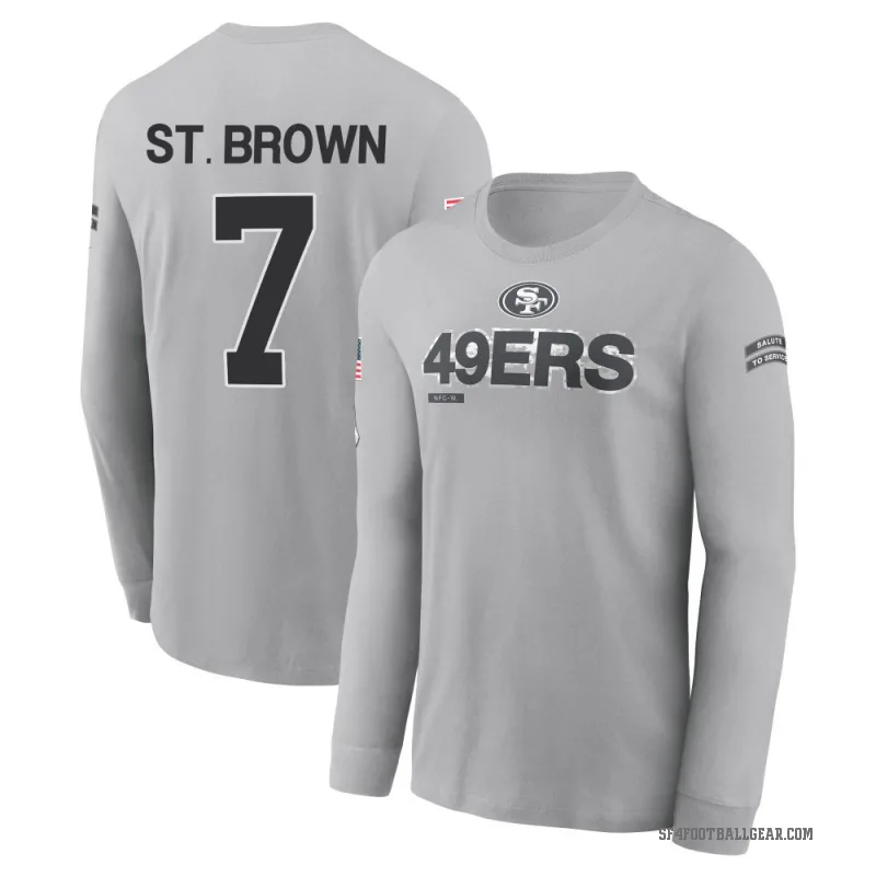 Equanimeous St. Brown Youth Brown San Francisco 49ers Gray 2024 Salute to Service Long Sleeve T-Shirt