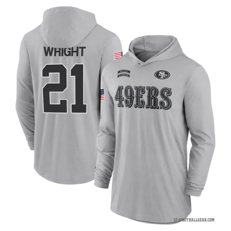 Eric Wright Men's Gray San Francisco 49ers 2024 Salute to Service Lightweight Performance Long Sleeve Hooded T-Shirt