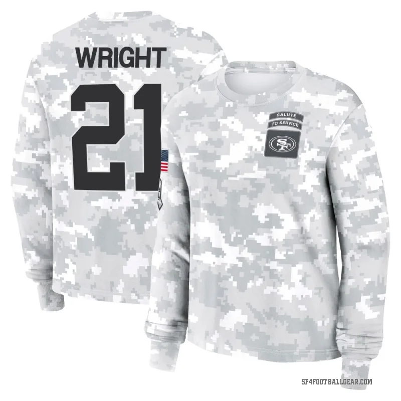 Eric Wright Women's Camo San Francisco 49ers Arctic 2024 Salute to Service Long Sleeve T-Shirt