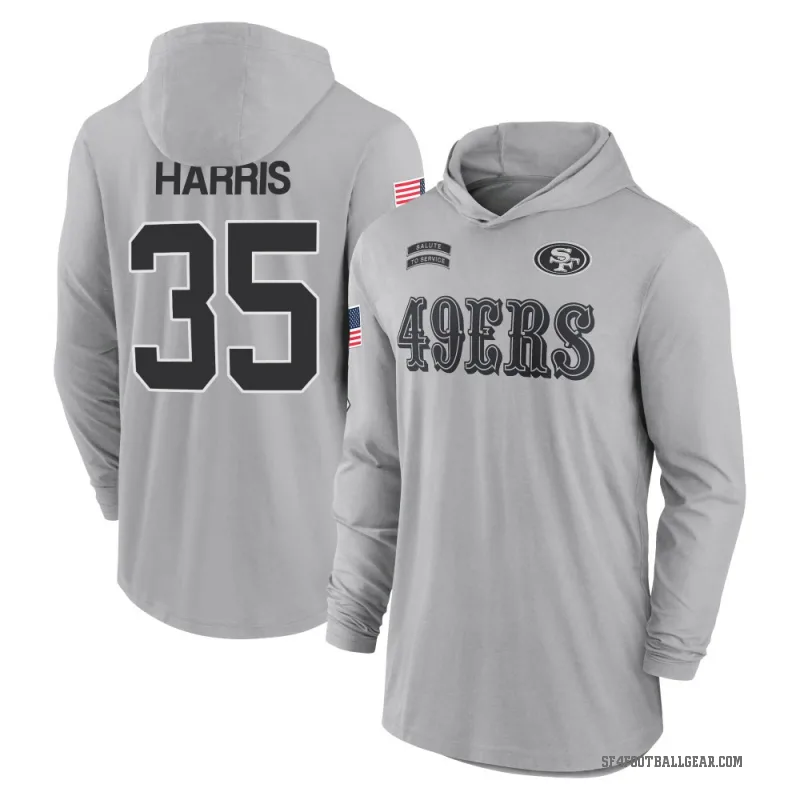 Erik Harris Youth Gray San Francisco 49ers 2024 Salute to Service Lightweight Performance Long Sleeve Hooded T-Shirt