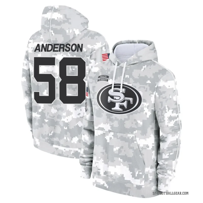 Evan Anderson Men's Camo San Francisco 49ers Arctic 2024 Salute to Service Club Fleece Pullover Hoodie
