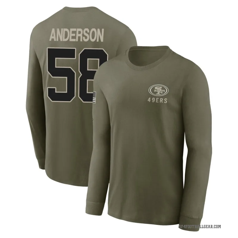 Evan Anderson Youth Olive San Francisco 49ers 2025 Salute to Service Sideline Long Sleeve T-Shirt